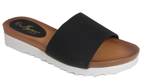 BLACK SLIP ON SANDALS